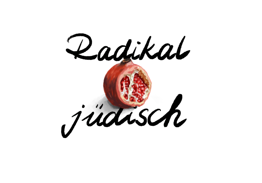 Logo mit einem Granatapfel und dem Schriftzug Radikal Jüdisch